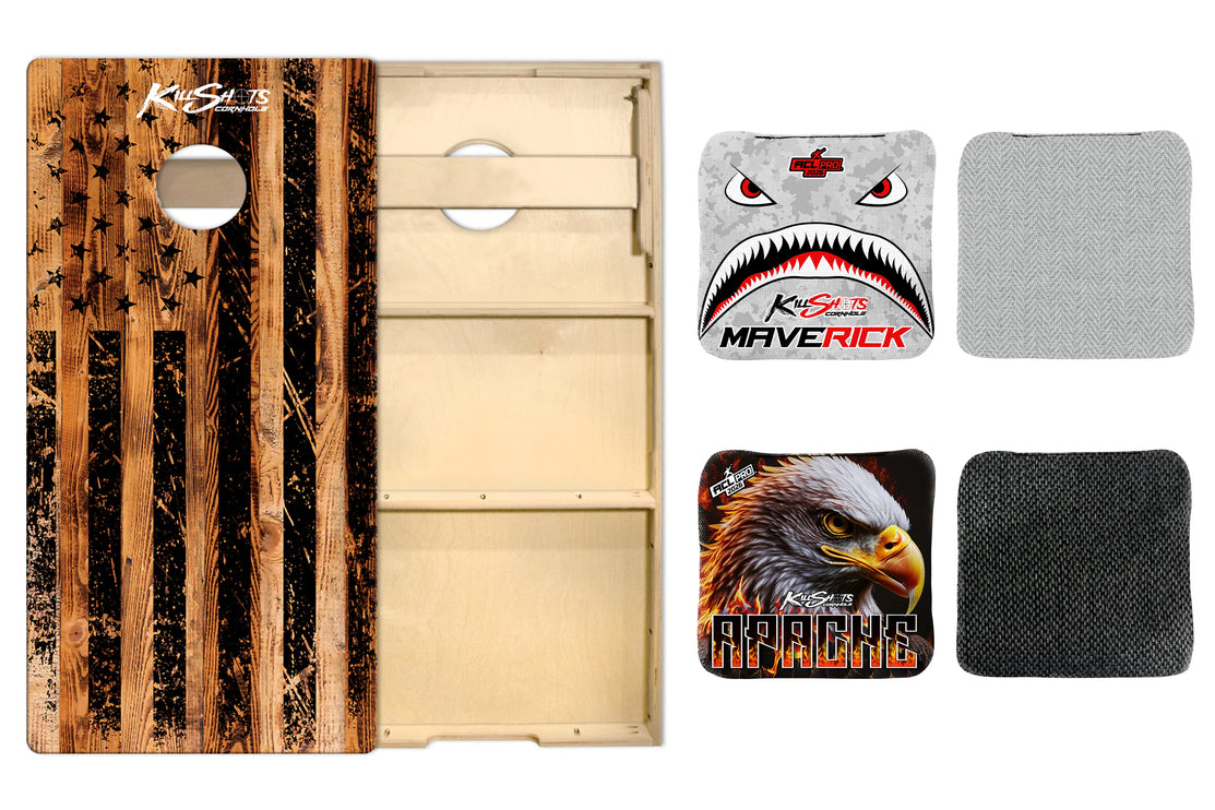 Killshots Cornhole | The 'Full Arsenal' Bundle | Cornhole Boards & Bags Bundle | Doorbuster Deal