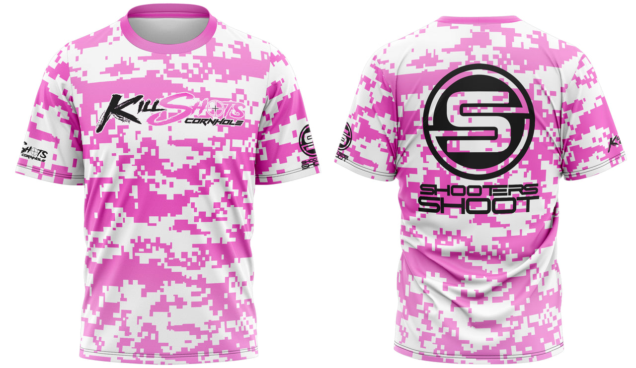 Killshots Cornhole Sublimated Premium Sports Jersey - "Digi Camo Pink"