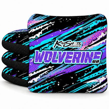 KSG8-WOLV-RPAQ Slashed Aqua four-bag hero with three angled stacked bags
