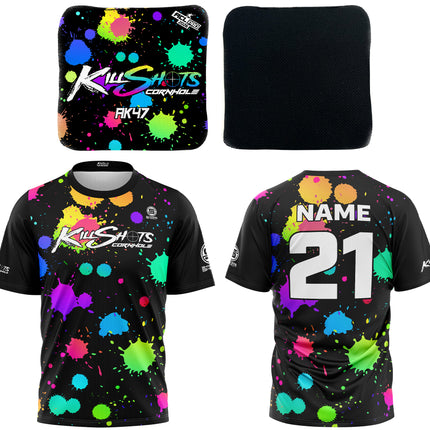 Killshots Cornhole | Limited 'Multi-Color Splatter' Edition Bundle | 2026 ACL Certified Cornhole Bags & Premium Jersey