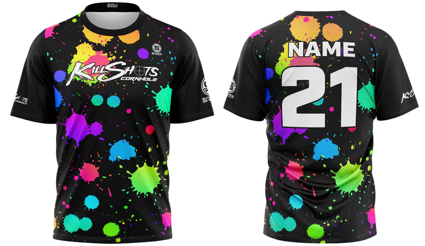 Killshots Cornhole Sublimated Premium Sports Jersey - "Multi-Color Splatter"